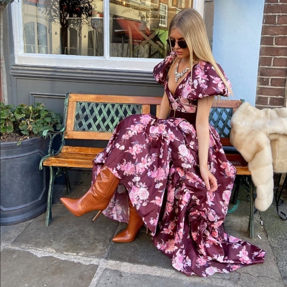 LOVESHACKFANCY Ida Maxi Dress in Oxblood Size 4